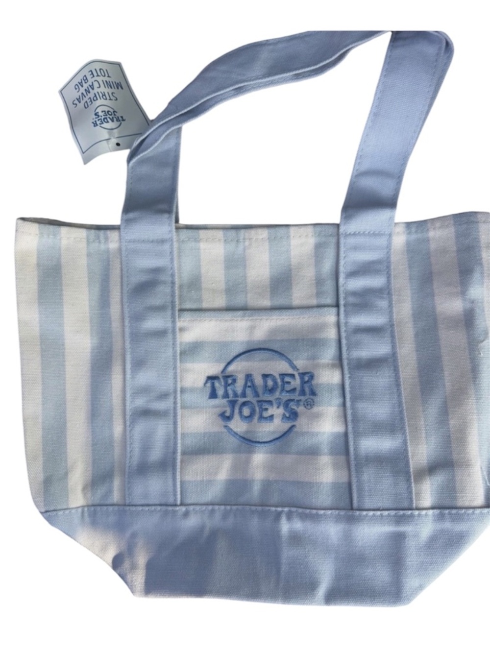 Limited Edition! Trader Joe’s Blue Stripes Canvas Mini Tote Bag Summer 2026 NWT!